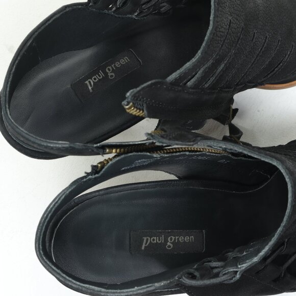 Paul Green Women UK7 US9 Black Leather Open Toe Back Strap Heeled Sandal Sabrina - Picture 12 of 16